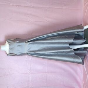 Adrianna Papell Steel Silver Gray Sleeveless Pleated High Low Formal Dress 10